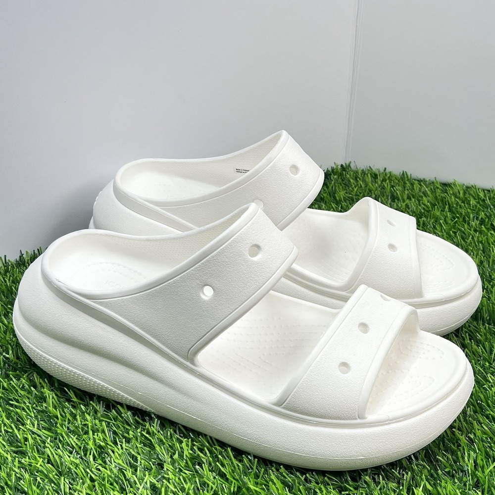 Crocs Classic‎ Mega Crush Womens Clogs Sz W10- M8 Comfort White Sandals *stain